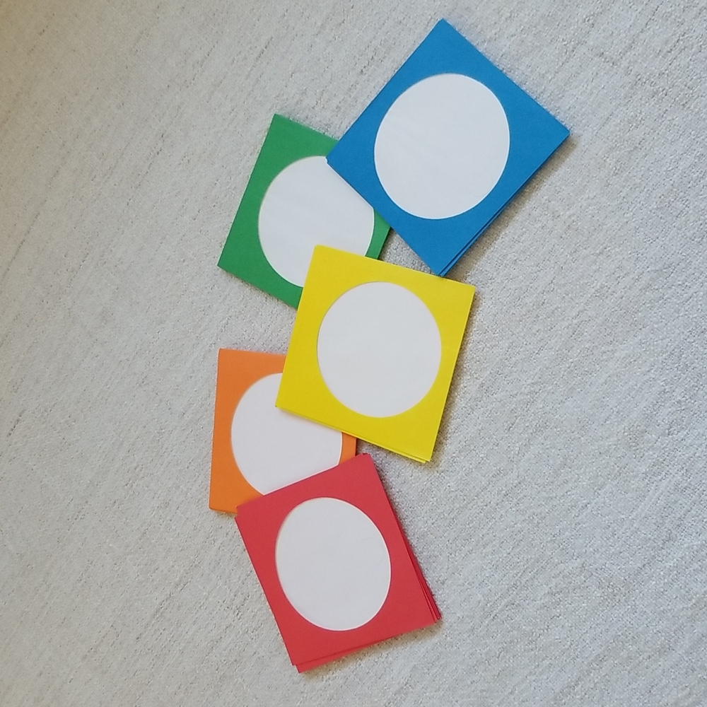 Source Unknown Colorful Circle CD sleeves- Red, Orange, Yellow, Green, Blue